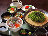 Soba noodle & Kaisendon lunch set